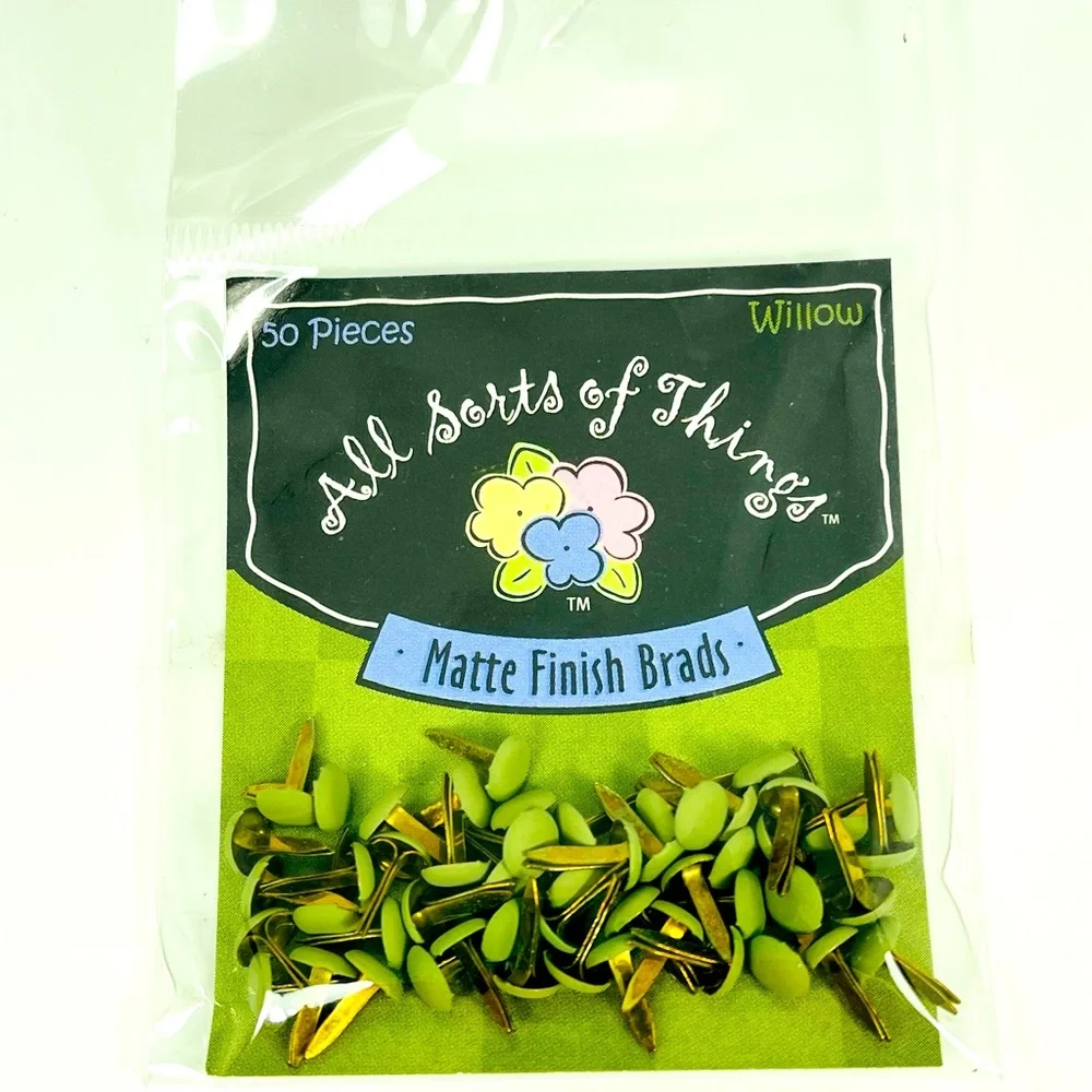 Lasting Impressions Matte Finish Brads Willow Green Pack of 50 New